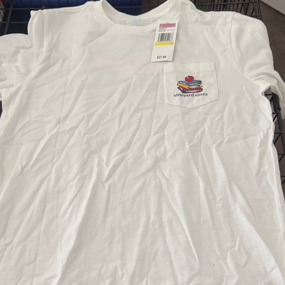 Vineyard Vines White Tee with Colorful Pocket Logo